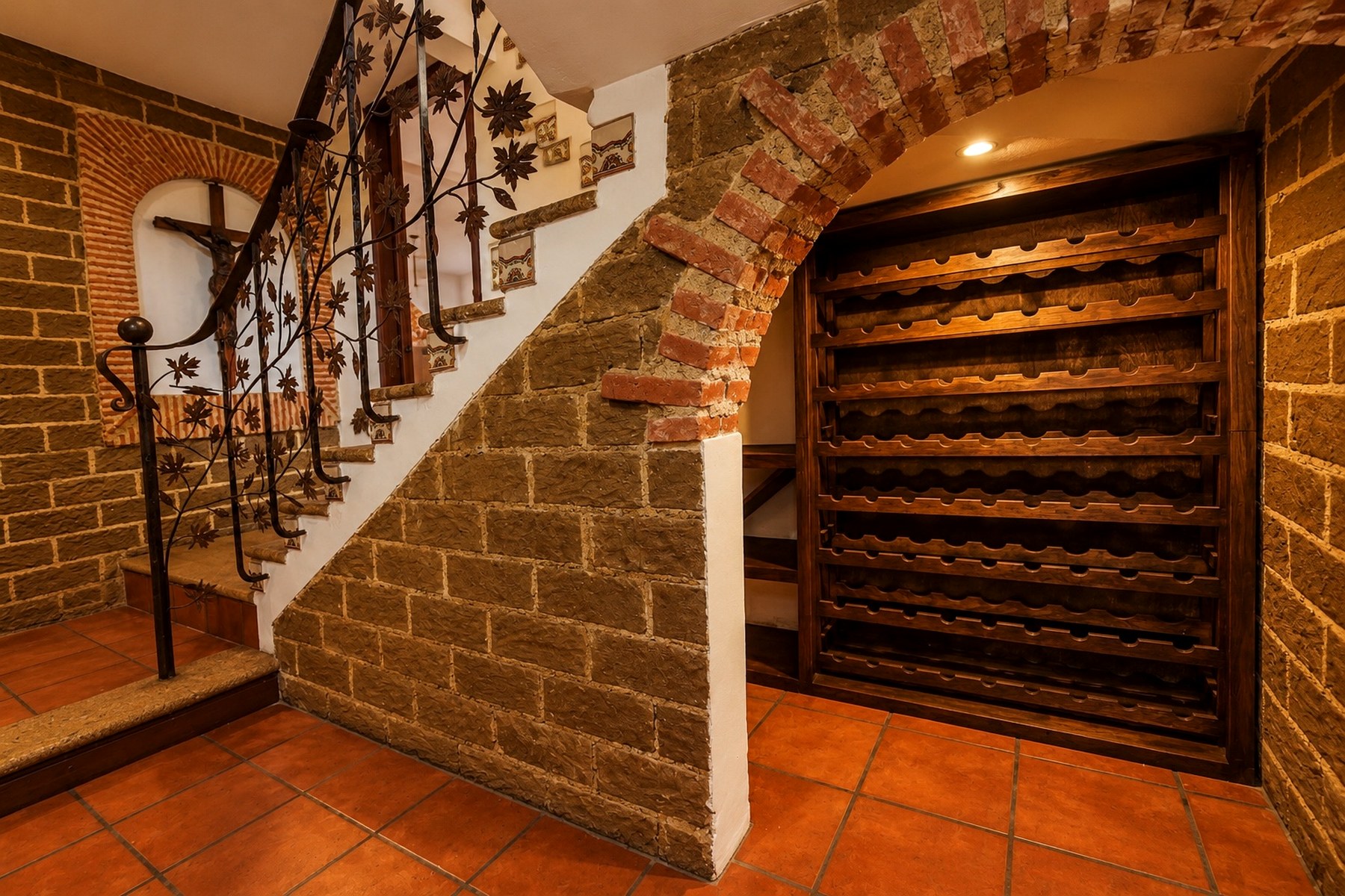 Cava de vino y detalles de ladrillo